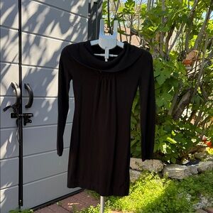 Black Sweater Dress with Long Sleeves and Cowl Neck